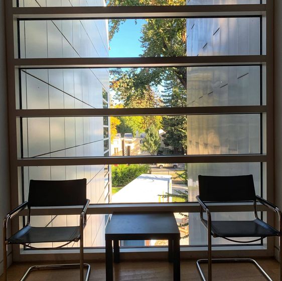 full lobby with big windows clean